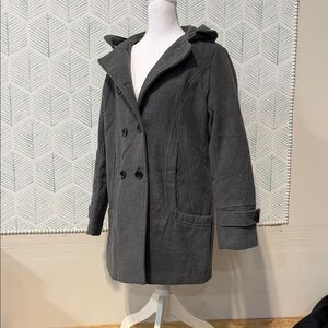 Elegant Charcoal Double-Breasted Pea Coat